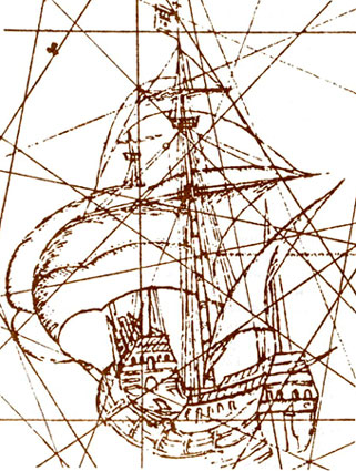 Испанский корабль. Деталь на карте мира 1529 года