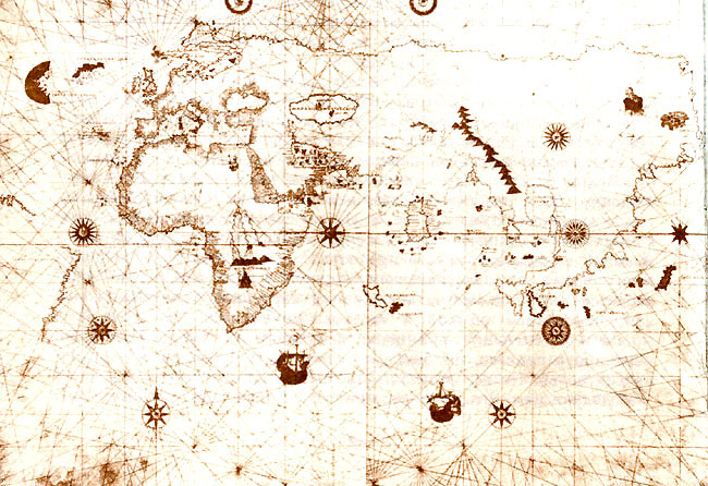 Морская карта начала XVI века, начертанная на пергаменте