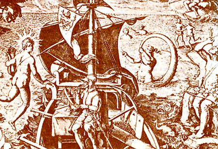 Аллегорическое изображение прохождения через Магелланов пролив. Рисунок XVI века