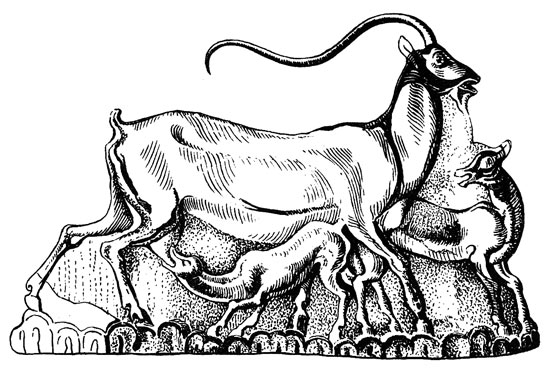 Коза с козленком (фаянсовая статуэтка).