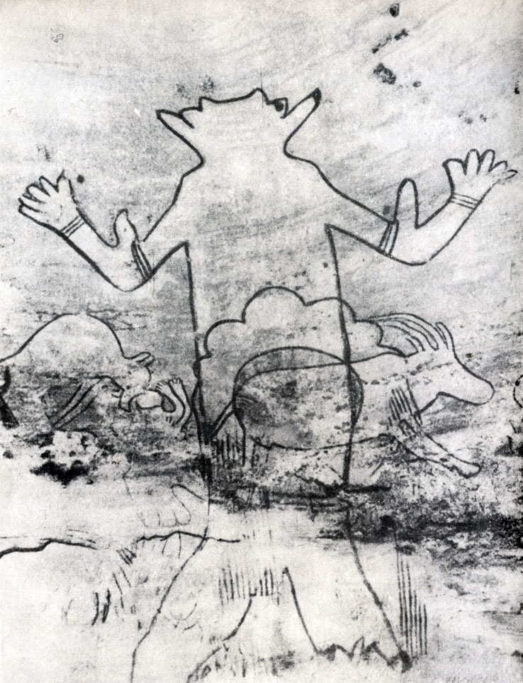 29. Сефар. Великий бог с воздетыми руками. Период упадка стиля 'круглоголовых' людей (фотография поверхности стены)