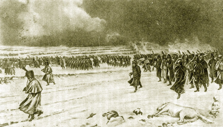 Отступление наполеоновских войск из России в 1812 году (с картины художника Кратке)