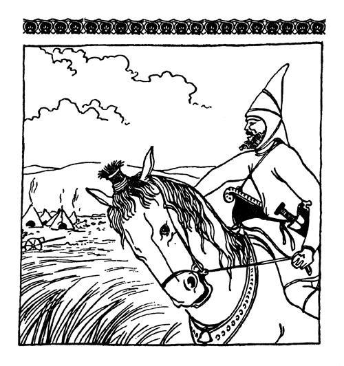 Мужчина в поле на коне