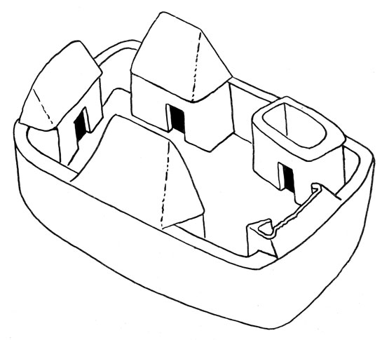 Керамическая модель каанча (усадьбы горожанина), найденная в районе Куско (по В. Вурстеру).