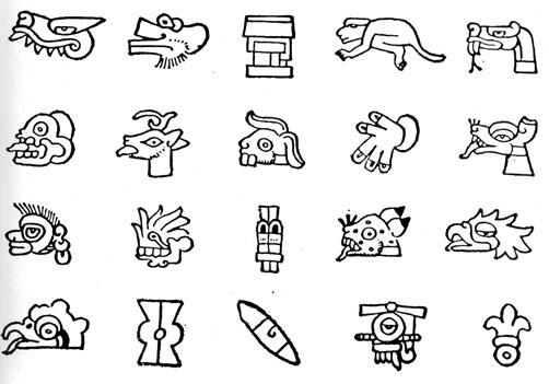Знаки двадцати дней ацтекского месяца