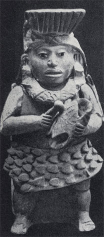 Погребальная урна в виде фигуры музыканта (Монте-Альбан). Сапотекская культура
