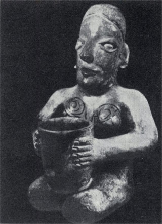 Женщина с сосудом. Глиняная статуэтка. Культура Северо-Запада