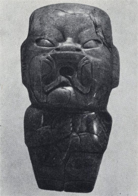 Один из ольмекских топориков, служивших ритуальным целям. Изображает 'человека-ягуара'