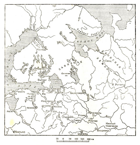 Карта Новгородской земли и прилегающих к ней территорий