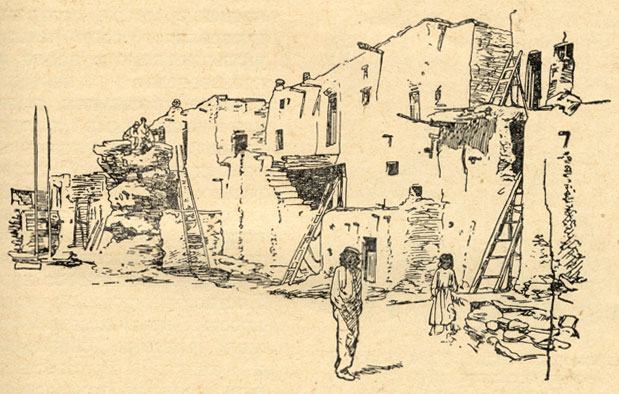 Высеченные в скалах дома индейцев хопи (древний город Вальпи)