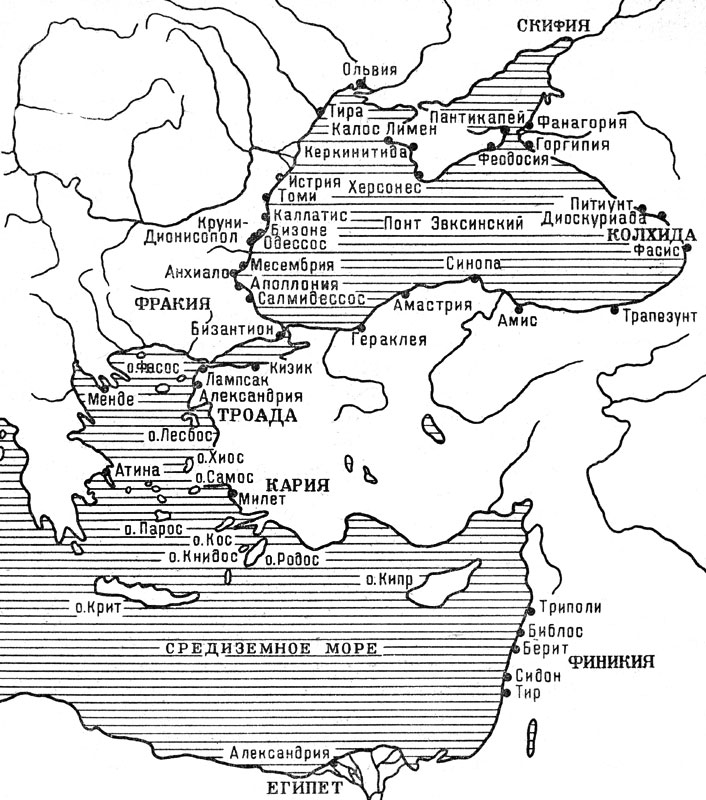 Греческие колонии на восточном побережье Болгарии и пути следования торговых греческих судов