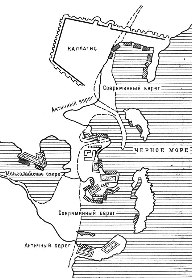Античный порт Каллатис. Схема составлена по данным подводных исследований
