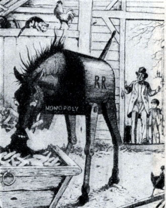  Карикатура на американские монополии. Рисунок Беттмана. 1873 г.