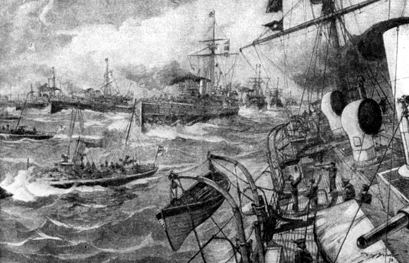 Маневры немецкого военного флота в Балтийском море. Гравюра по рисунку В. Штёвера. 1893 г. 