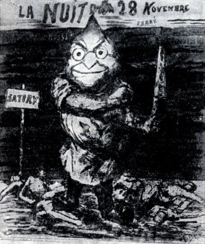 «Кто следующий?» (Тьер - палач Коммуны). Карикатура П. Кленка. 1871 г.