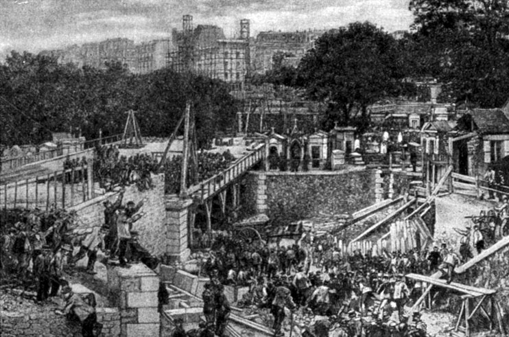 Забастовка строительных рабочих Парижа. Гравюра. 1888 г. 