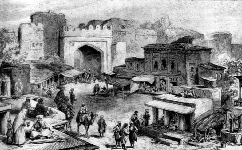 Базар в Кабуле. Гравюра. 1878 г.