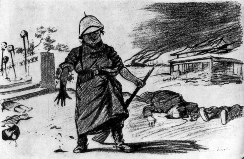 Европейцы в Китае. Карикатура из французского журнала «Асьет о бёр». 1901 г.