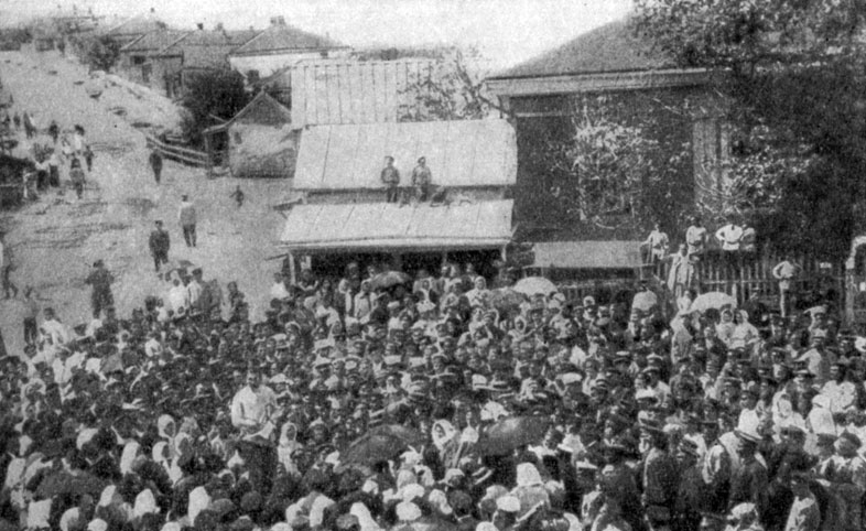 Митинг крестьян в станице Усть-Медведицкой (Область войска Донского). Фотография. 1905 г.