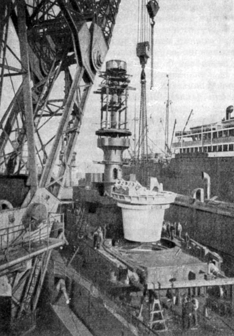 Строительство линейного корабля на верфи в Гамбурге. Фотография. 1908 г.