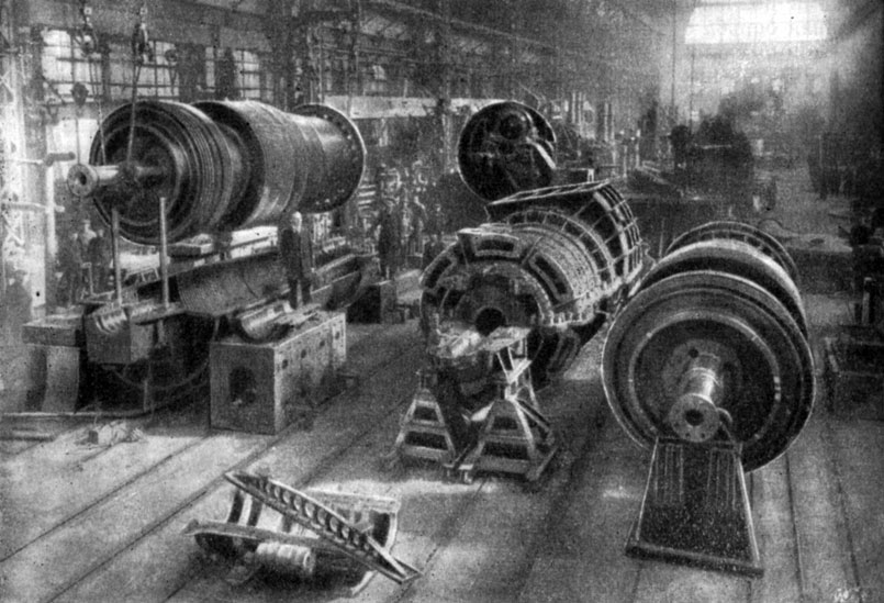 Турбинный цех на Путиловском заводе. Фотография.  1913 г.