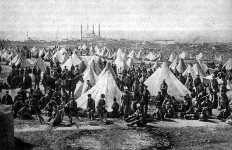 Лагерь болгарских войск под Адрианополем. Фотография. 1913 г. 