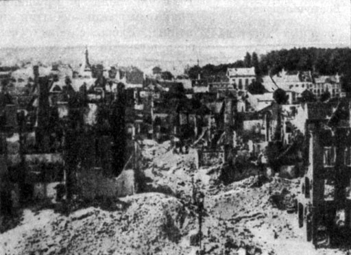 Развалины Лувена после обстрела. Фотография. 1914 г.