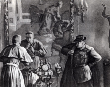 Бегство Керенского из Гатчины. 1917 г. С картины Кукрыниксов