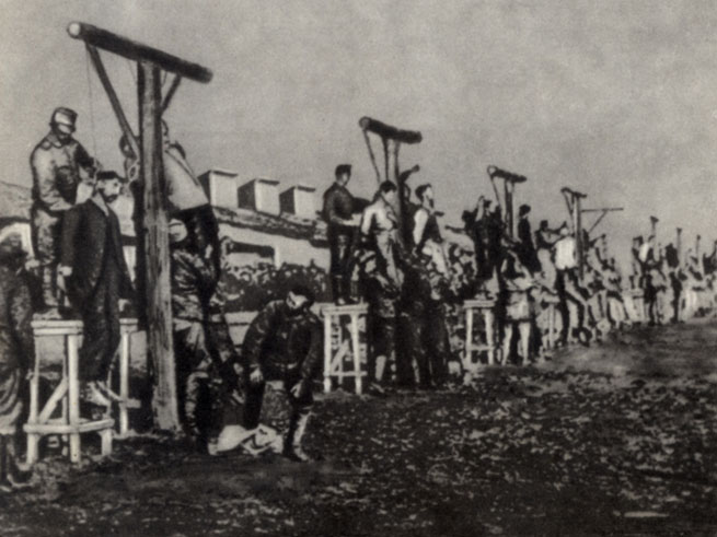 Казнь рабочих немецкими оккупантами в Екатеринославе. 1918 г. 
