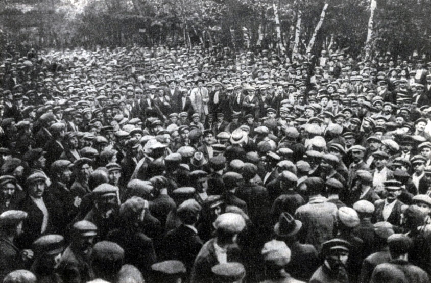 Митинг бастующих металлистов в Гавре. Фотография. 1920 г.