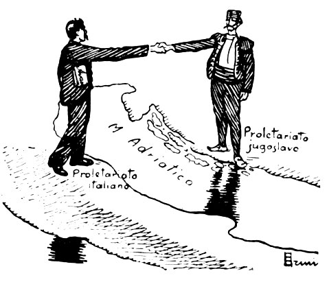 «Так мы разрешим вопрос Адриатики». Рисунок из газеты «Аванти». Февраль 1920 г. 