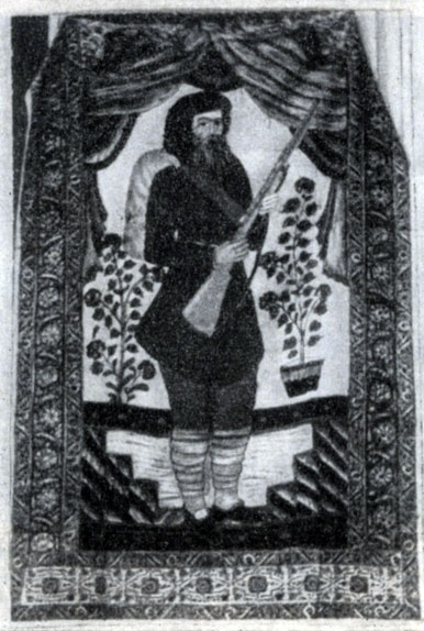 Гилянский кустарный ковер с изображением повстанца. 1921  г.