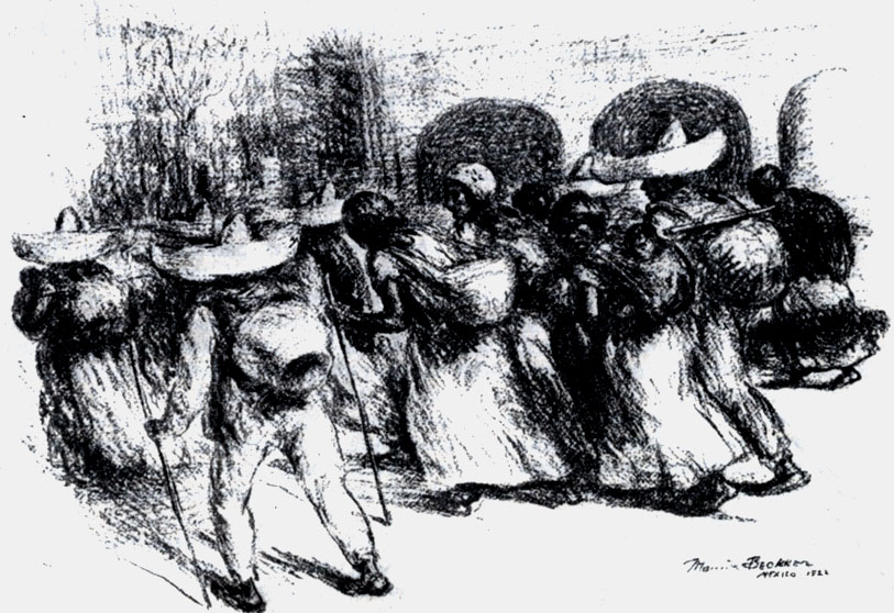 Мексиканские пеоны. Рисунок М. Беккера. 1922 г.