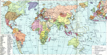 Карта мира в 1923 г.