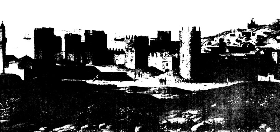 Рис. 23. Вид на северо-западную часть цитадели Каффы (с картины К. Кюгельгена, 1820 г.)