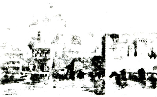 Рис. 26. Вид на цитадель Каффы через бухту от башни св. Константина (фрагмент картины М. Иванова, 1783 г.)