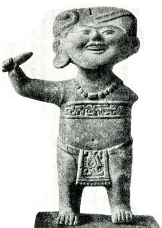 Глиняная фигура жреца с жертвенным ножом. Мексика. Сиера-де-лас-Мезас, штат Веракруц, культура олъмеков