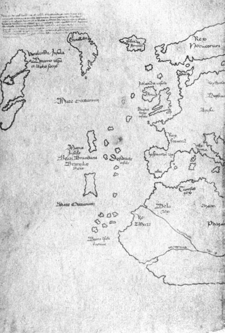 Западная часть Винландской карты, опубликованной Йельским университетом, Нью-Хэвен, Коннектут. Приблизительно 1436 г. (Фото Йельского университета)
