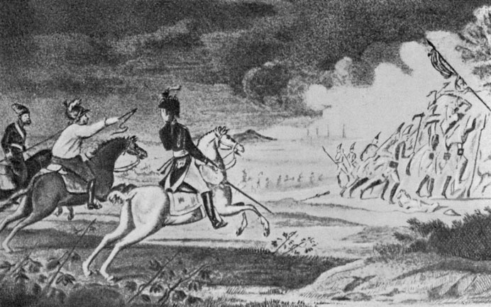 А. В. Суворов в сражении при Нови 4 августа 1799 г. Гравюра Кардели с рисунка Мейера