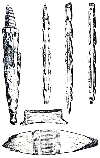 Образцы древнего алеутского искусства (из раскопок В. Иохельсона)