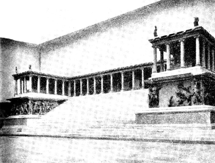 Западный фронтон Пергамского алтаря. Реконструкция