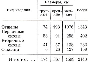 Таблица 19. Характеристика метрических показателей сколов поселения Шорохово