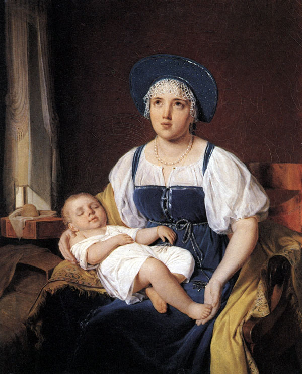 Неизвестный художник, середина XIX в. Кормилица с ребенком. Холст, масло. ГРМ