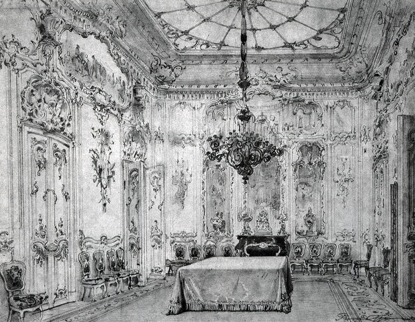 Премацци Л. О. (1814-1891). Внутренний вид залы в Зимнем дворце. Карандаш. ГРМ