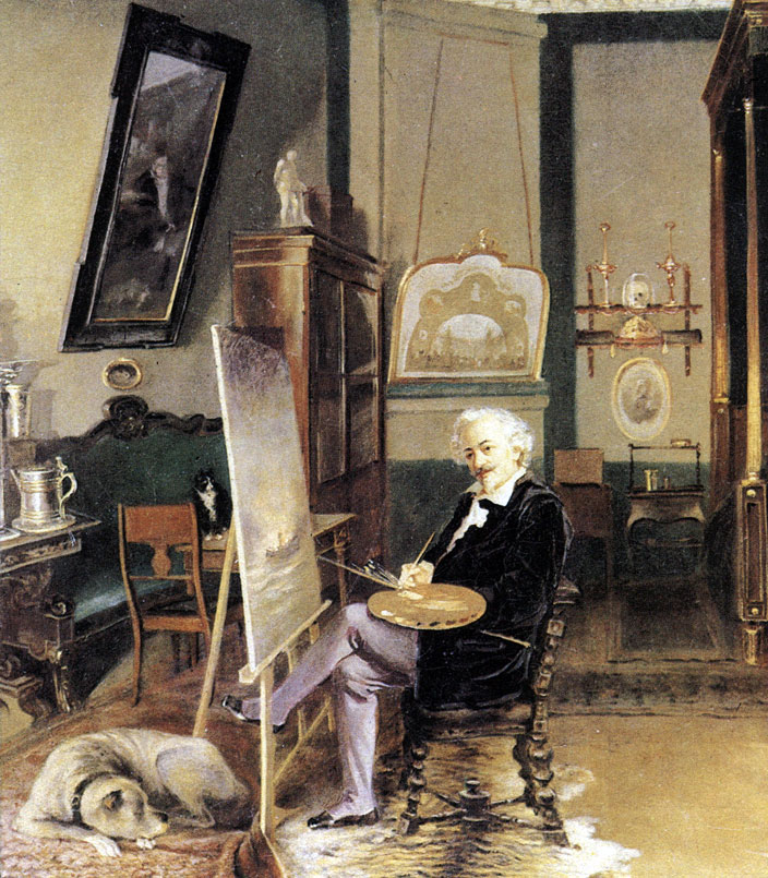 Самойлов В. В. (1812-1887). Автопортрет в мастерской. Холст, масло. ЛГМТМИ