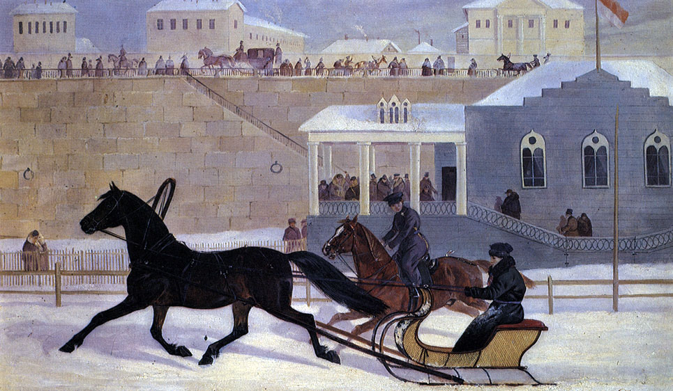 Сверчков Н. Е. Бег на Москве-реке. 1846. Холст, масло. МК
