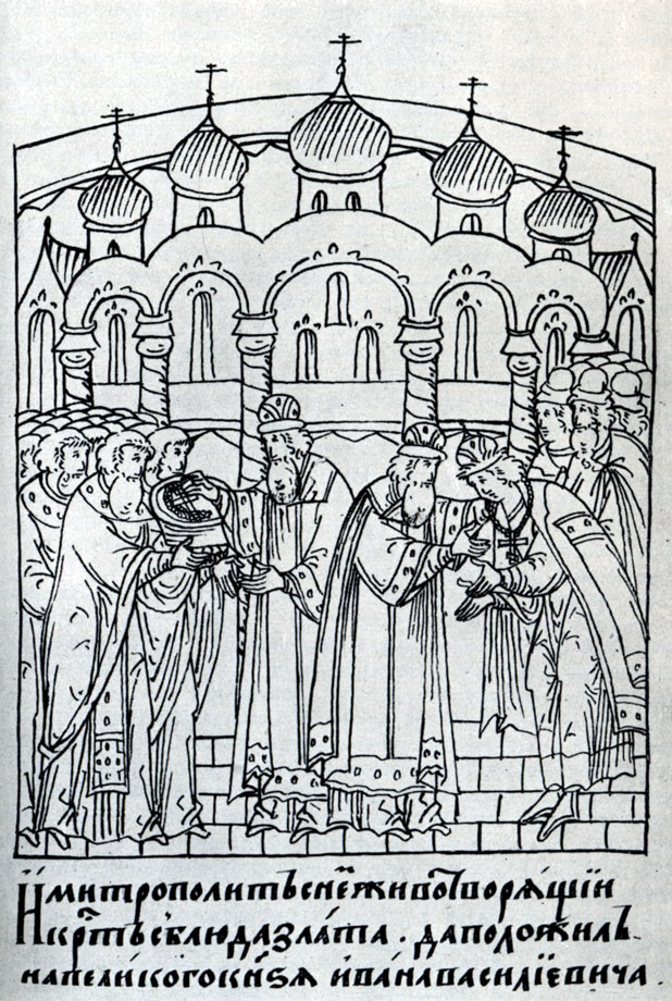 Венчание на царство Ивана IV. Миниатюра из Царственной книги
