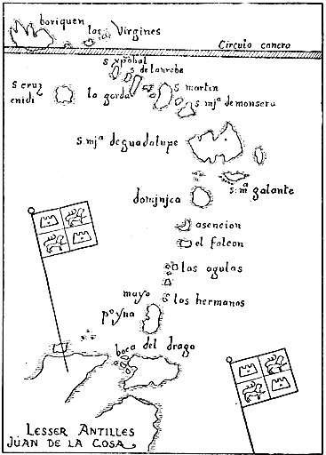 Рис. 5. Карибские острова на карте Хуана де ла Косы