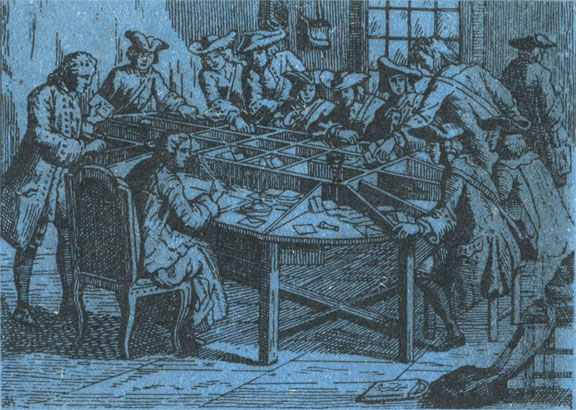 Старинный рисунок рассказывает, что почта времен Людовика XV была достаточно популярным учреждением