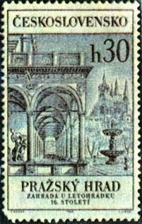 Почтовая марка ЧССР, Ивер № 1481. Коллонада Бельведера (Прага)